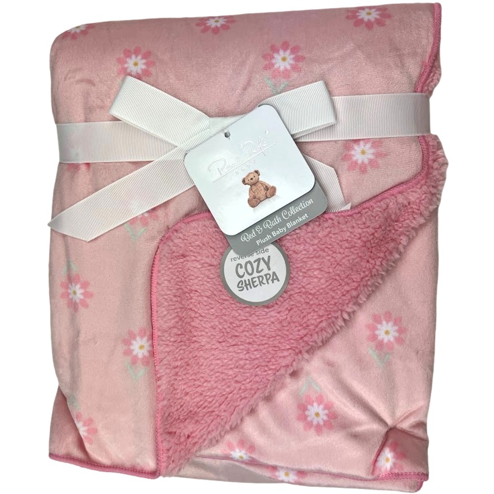 Rene Rofe Pink Flower Daisy Blanket Baby Girl Plush Sherpa Bon Bebe NWT